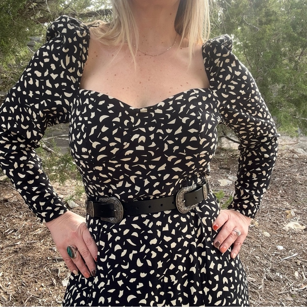 & Other Stories Black and Cream Printed Maxi Dress - Picture 2 of 4